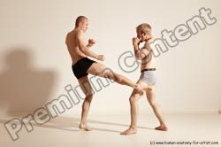 Underwear Martial art Man - Man White Moving poses Slim Short Blond Dynamic poses Academic